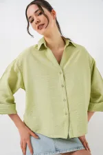 Chemise oversize à manches courtes pour femmes 20315 - Çağla