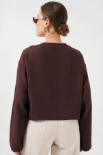 Önü Bağlamalı Keten Kimono 960 - Kahverengi