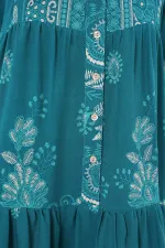 Robe hijab à motifs authentiques 2423 - Turquoise