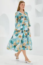 Robe courte en viscose beige menthe à motifs pour femme, manches courtes, 1959