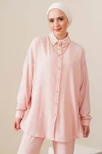 T5858 Örme Tesettür İkili Takım - Pudra