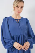 Women's Balloon Sleeve Long Hijab Dress 2464 - Saks