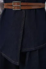 Kadın Yelek Pantolon Kot İkili Takım 30062 - Koyu Mavi