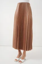 Jupe plissée aspect cuir 8009 - Camel