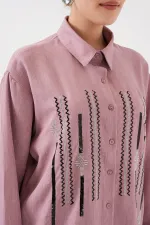 Ensemble deux pièces tunique et pantalon à motifs 6720 - Rose