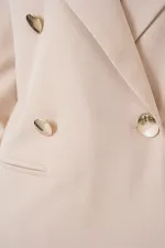 Kadın Kruvaze Yaka Blazer Ceket 0722 - Krem