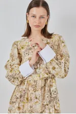 Robe longue ceinturée pour femme 2584 - B.Jaune