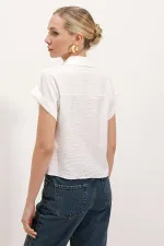 Chemise à manches courtes à double poche 20198 - Blanche