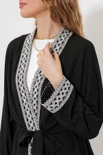 6643 Örme Kimono Takım - Siyah 6643 Örme Kimono Takım - Siyah