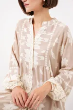 Robe hijab à motifs authentiques 2423 - Vison