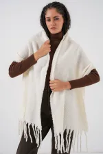 Women's Soft Textured Thick Shawl Scarf 15951 - Ecru