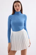 10311 Balıkçı Yaka Triko Kazak - Mavi