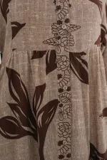 Robe hijab à motifs authentiques 2423 - Beige F.