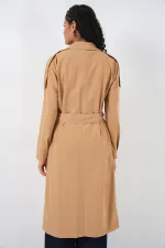 Kadın Kruvaze Yaka Trençkot 5978 - Taba