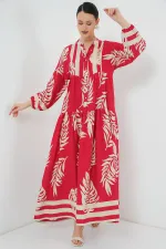Robe hijab à motifs authentiques 2423 - Rouge H.