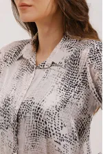 3964 Hafif Dökümlü Saten Gömlek - A.Gri