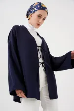 Keten Tesettür Kimono 5968 - Lacivert