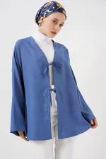 Keten Tesettür Kimono 5968 - İndigo