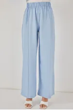 Kadın Keten Kimono İkili Takım 6727 - Mavi