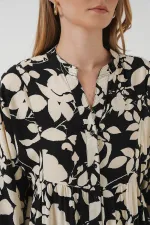 Robe hijab à motifs authentiques 2423 - Noir - Blanc1