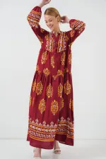 Robe hijab à motifs authentiques 2423 - Bordeaux E.