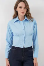 Chemise en popeline coupe ajustée 20231 - Bleue