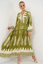 Robe hijab à motifs authentiques 2423 - Vert menthe