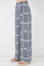 Kadın Desenli Viskon Pantolon 6749 - Krem