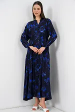 Robe longue hijab à motifs pour femme 2585 - Noir 9