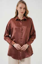 Chemise satinée oversize 3985 - Beige