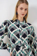 Kadın Boydan Düğmeli Uzun Tesettür Elbise 2588 - F.Lacivert