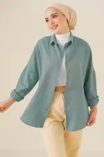 Chemise hijab basique oversize 103901 - Vert turquoise