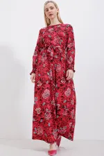 Robe hijab tricotée 1525 - Rouge foncé