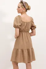 Robe évasée en popeline 2351 - Camel