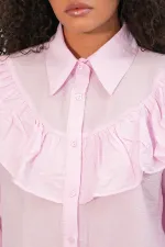 Women's Ruffle Detail Shirt Tunic 5994 - Powder Pink