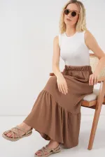 1886 Uzun Örme Etek - Camel