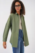 Chemise basique longue oversize 3900 - Kaki clair