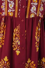 Robe hijab à motifs authentiques 2423 - Bordeaux E.