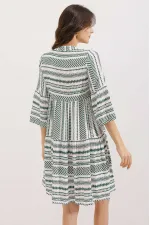 1975 Ethnic Pattern Dress - Khaki