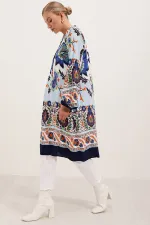 Robe en viscose à motifs 5903 - Bleu marine