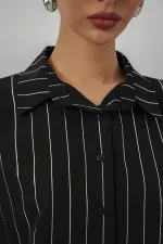 Kadın Varak Desenli Gömlek 20253 - A.Siyah