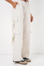 6691 Pantalon cargo large - Écru