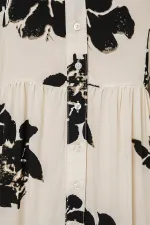 Robe longue hijab à motifs pour femme 2585 - Écru