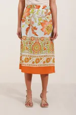 Jupe midi à motifs 1899 - Orange