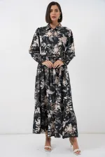 Robe hijab ceinturée pour femme 2589 - Noir foncé