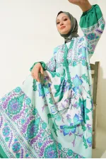Robe hijab à motifs authentiques 2423 - D. Menthe