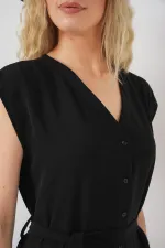 Women's Sleeveless Belted Ayrobin Dress 2568 - Black