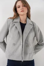 Veste en cachemire pour femme 0725 - Gris clair