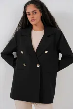 Veste blazer croisée pour femme 0722 - Noir