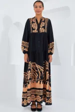 Robe hijab en viscose noire effet vison pour femme 2423